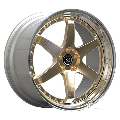 el lujo 19inch 2 pedazos forjó las ruedas que el disco ligero del oro pulió los labios para Audi S3